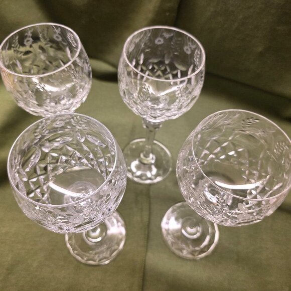 Set of 4 Rogaska Crystal Gallia Wine Hock Balloon Red Wine Glasses 8" Orig Owner - Picture 2 of 8
